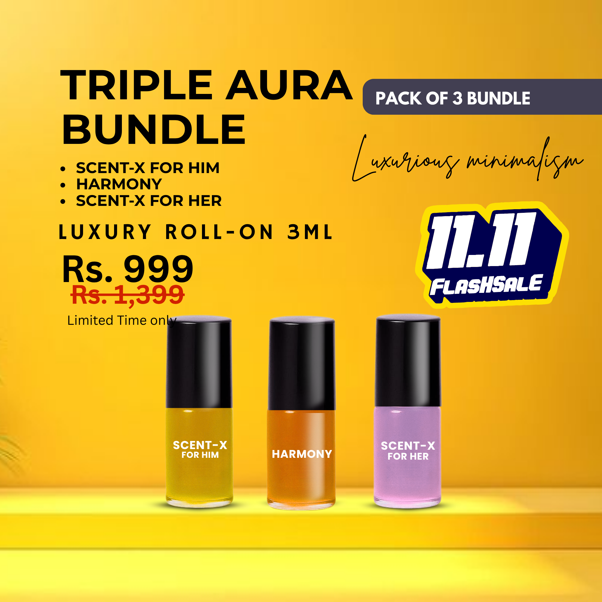 Pack of 3 - HARMONY - SCENT-X HIM & SCENT-X HER Luxury Roll-On 3ML