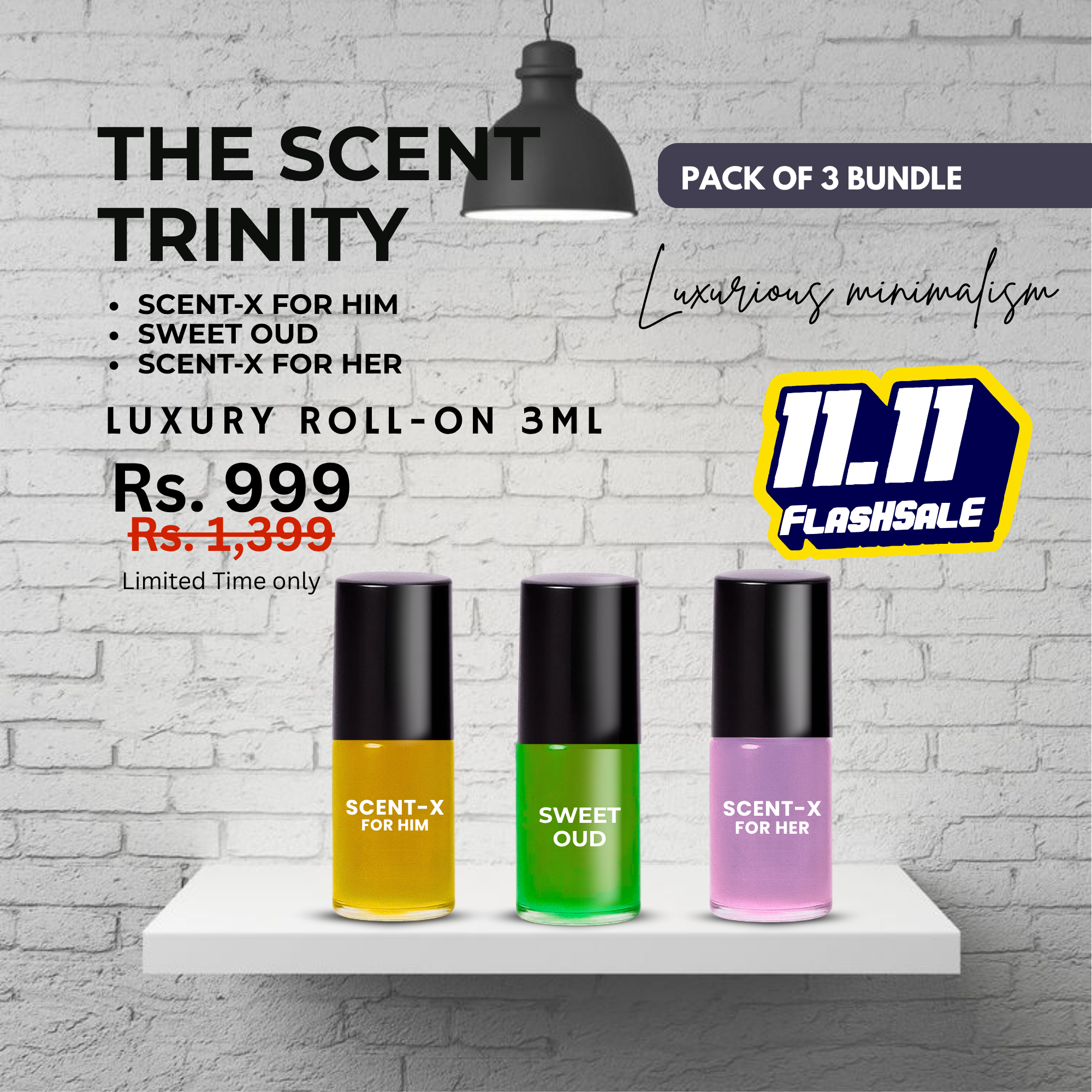 Pack of 3 - SWEET OUD - SCENT-X HIM & SCENT-X HER Luxury Roll-On 3ML