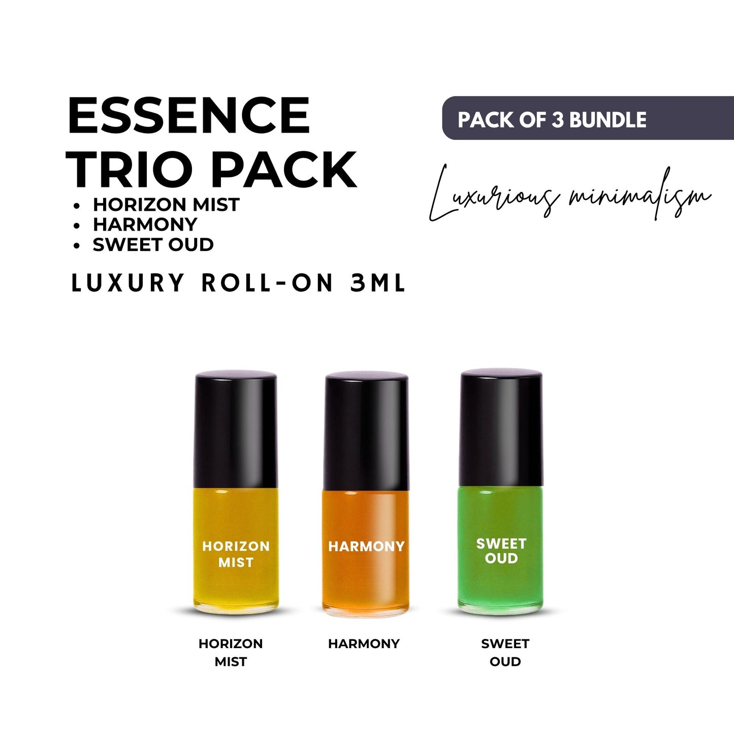 Pack of 3 - HARMONY - HORIZON MIST & SWEET OUD Luxury Roll-On 3ML
