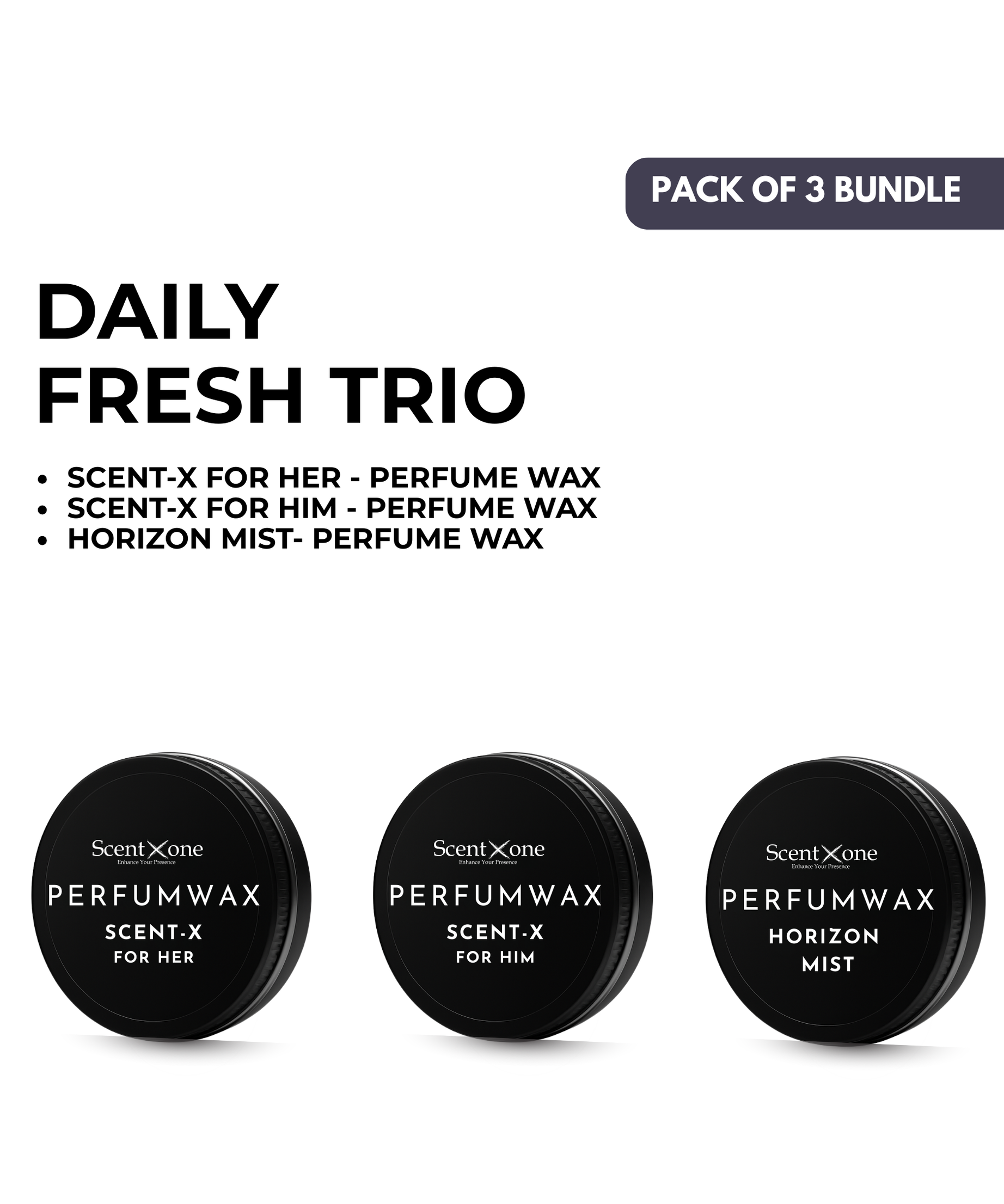 Scent-X Wax Trio – For Her + For Him + Horizon Mist Perfume Wax
