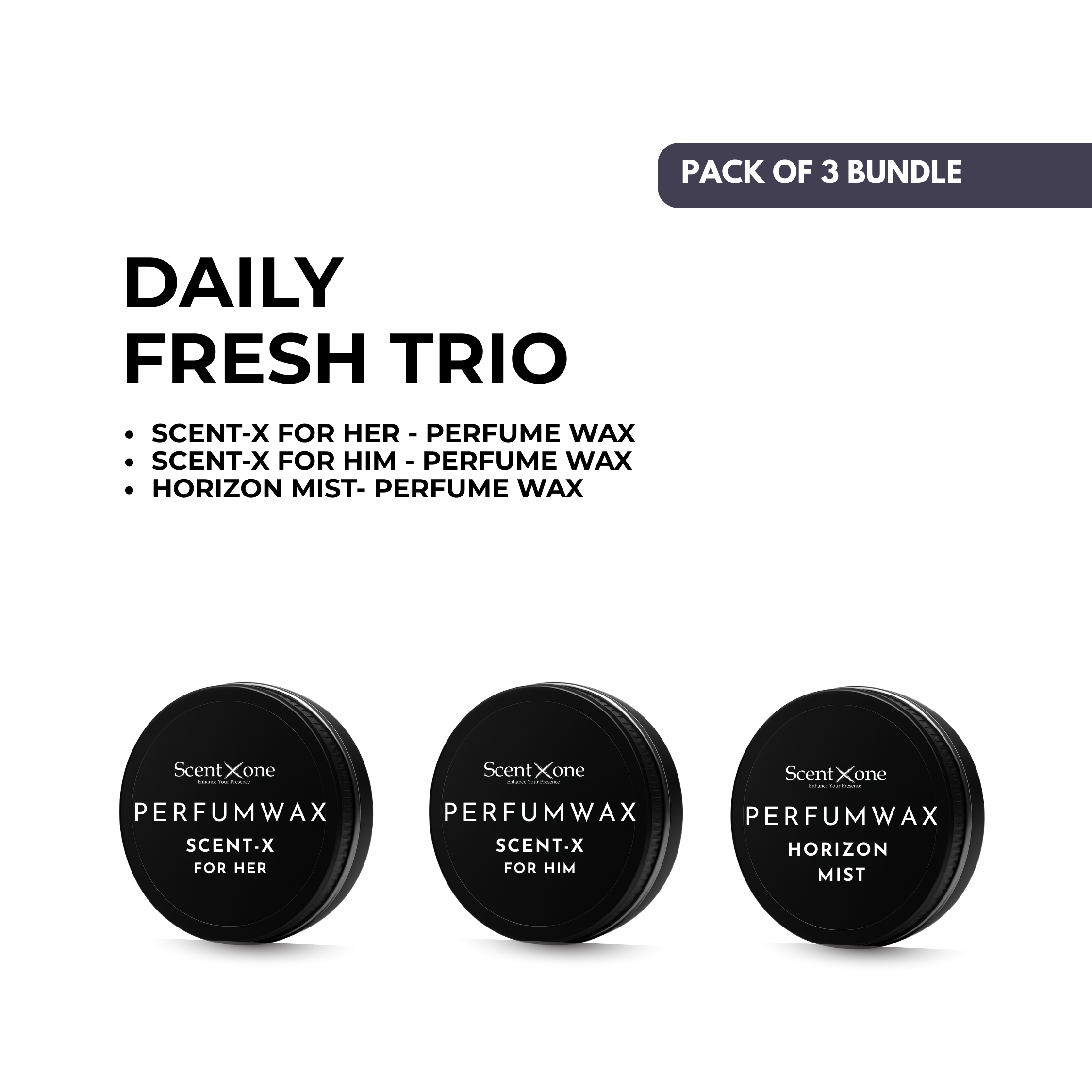 Scent-X Wax Trio – For Her + For Him + Horizon Mist Perfume Wax