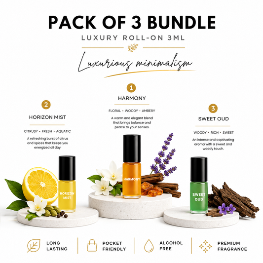 Pack of 3 - HARMONY - HORIZON MIST & SWEET OUD Luxury Roll-On 3ML