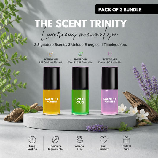 Pack of 3 - SWEET OUD - SCENT-X HIM & SCENT-X HER Luxury Roll-On 3ML