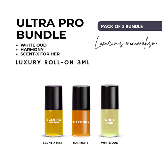 Pack of 3 - WHITE OUD, HARMONY & SCENT-X HIM Luxury Roll-On 3ML