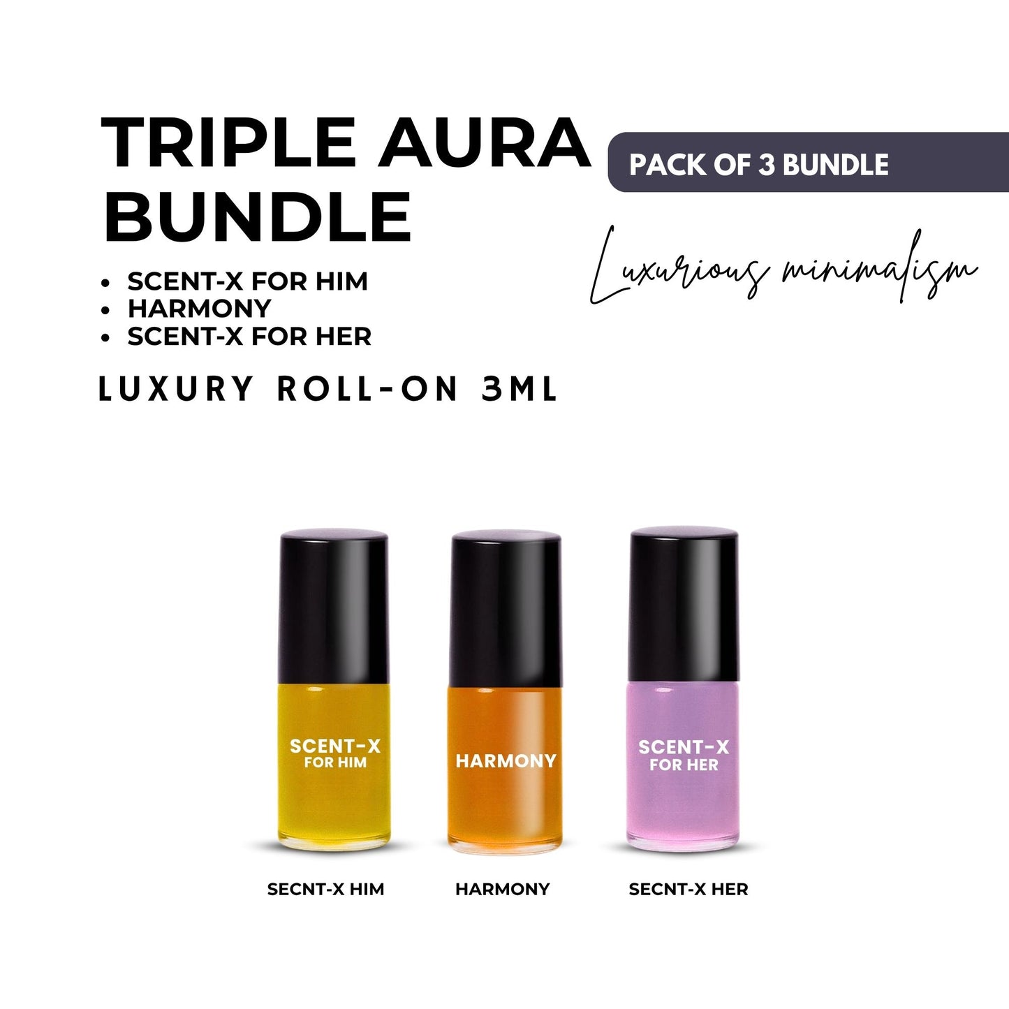 Pack of 3 - HARMONY - SCENT-X HIM & SCENT-X HER Luxury Roll-On 3ML