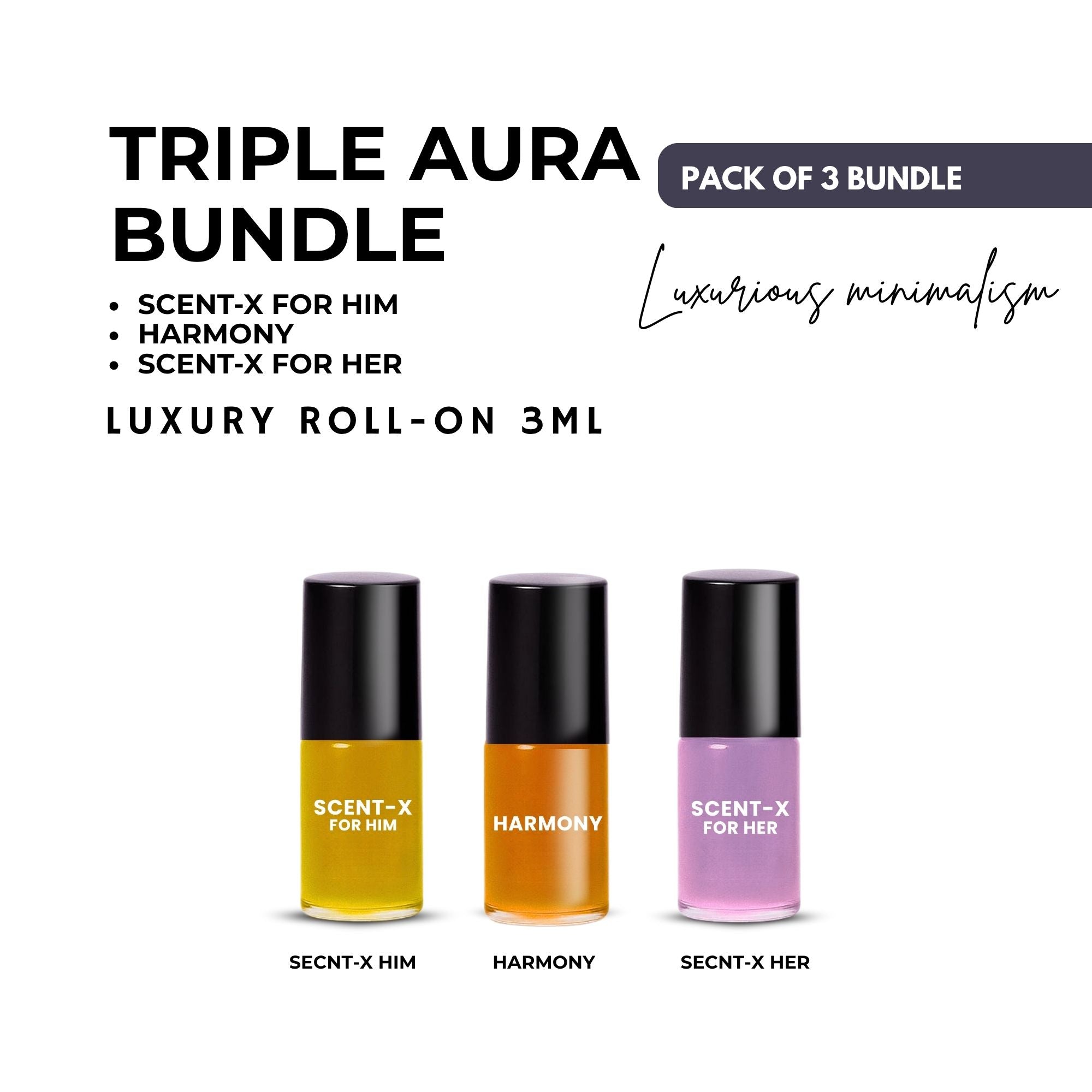Pack of 3 - HARMONY - SCENT-X HIM & SCENT-X HER Luxury Roll-On 3ML