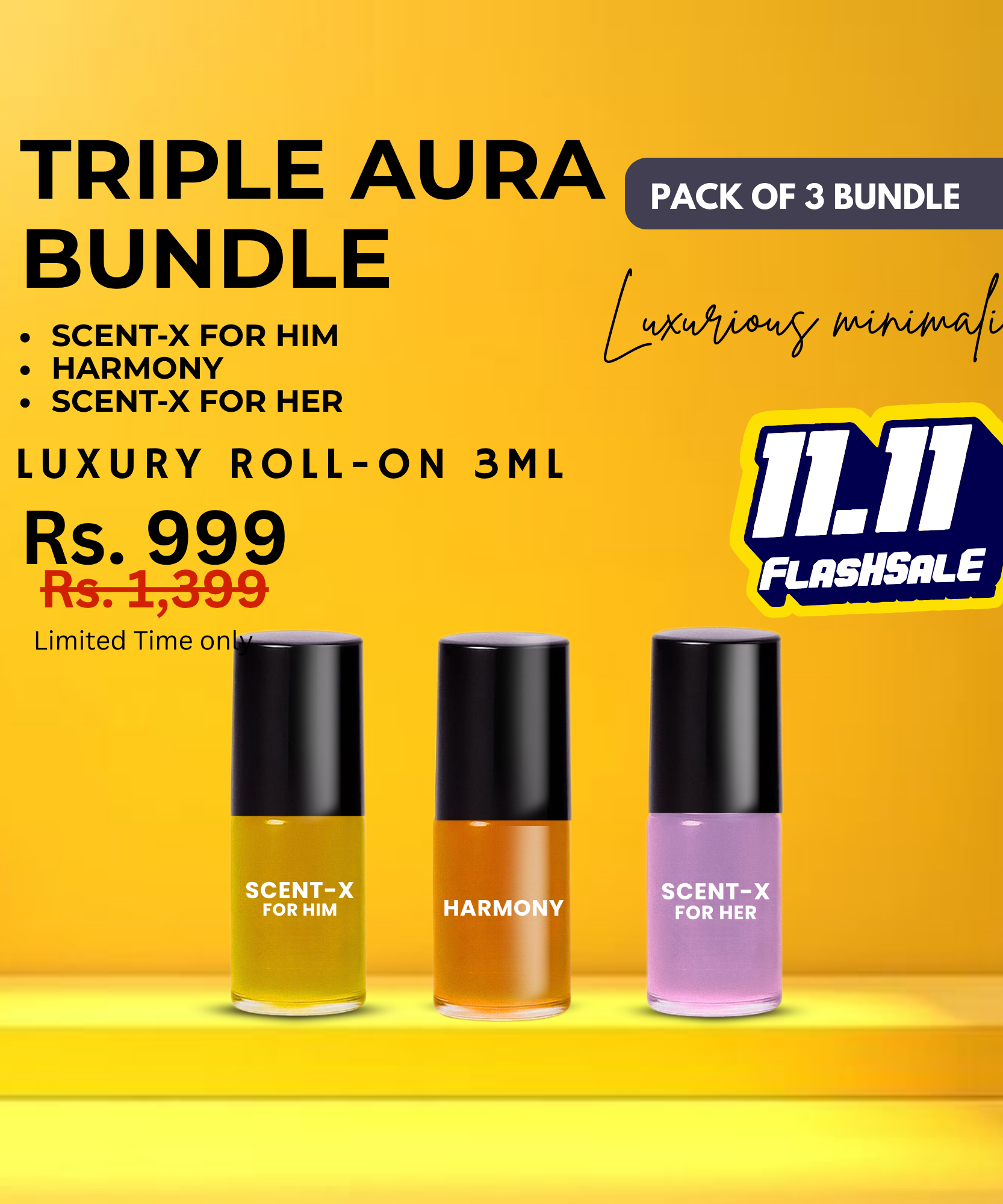 Pack of 3 - HARMONY - SCENT-X HIM & SCENT-X HER Luxury Roll-On 3ML