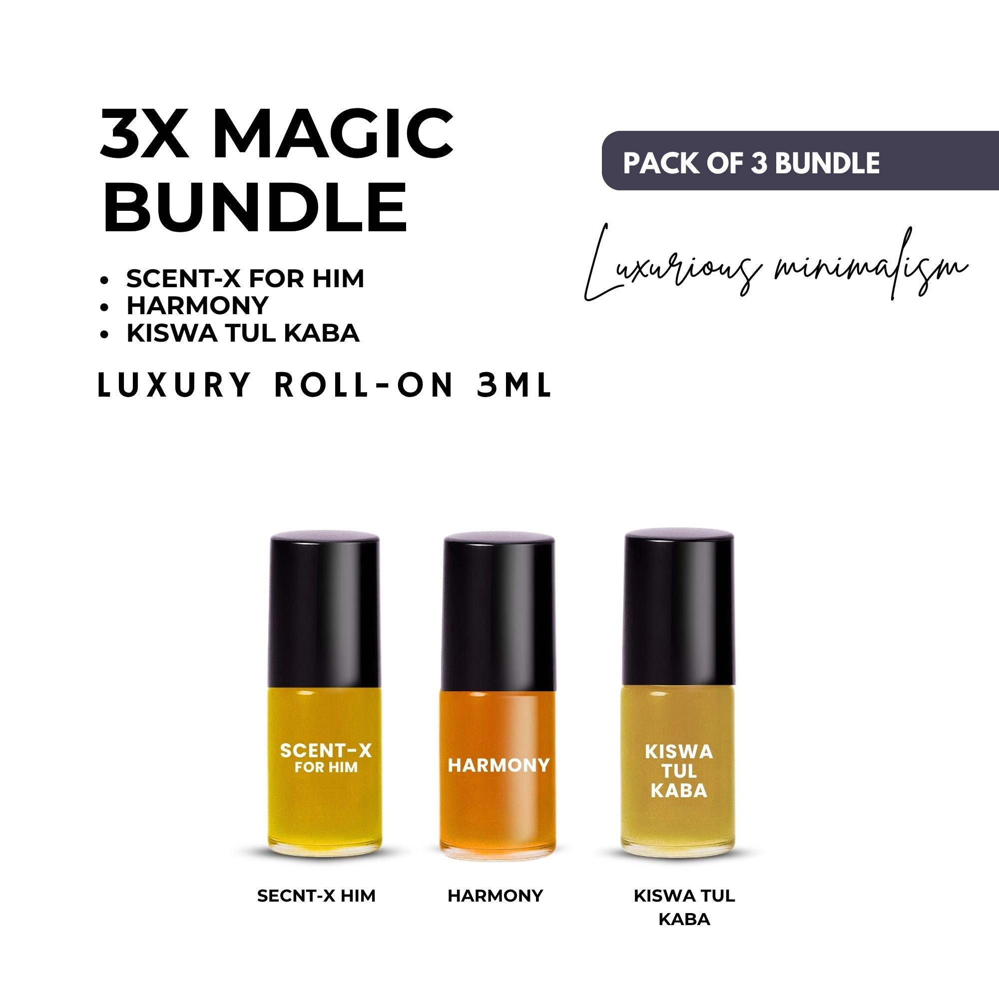 Pack of 3 - KISWA TUL KABA- HARMONY - SCENT-X HIM Luxury Roll-On 3ML
