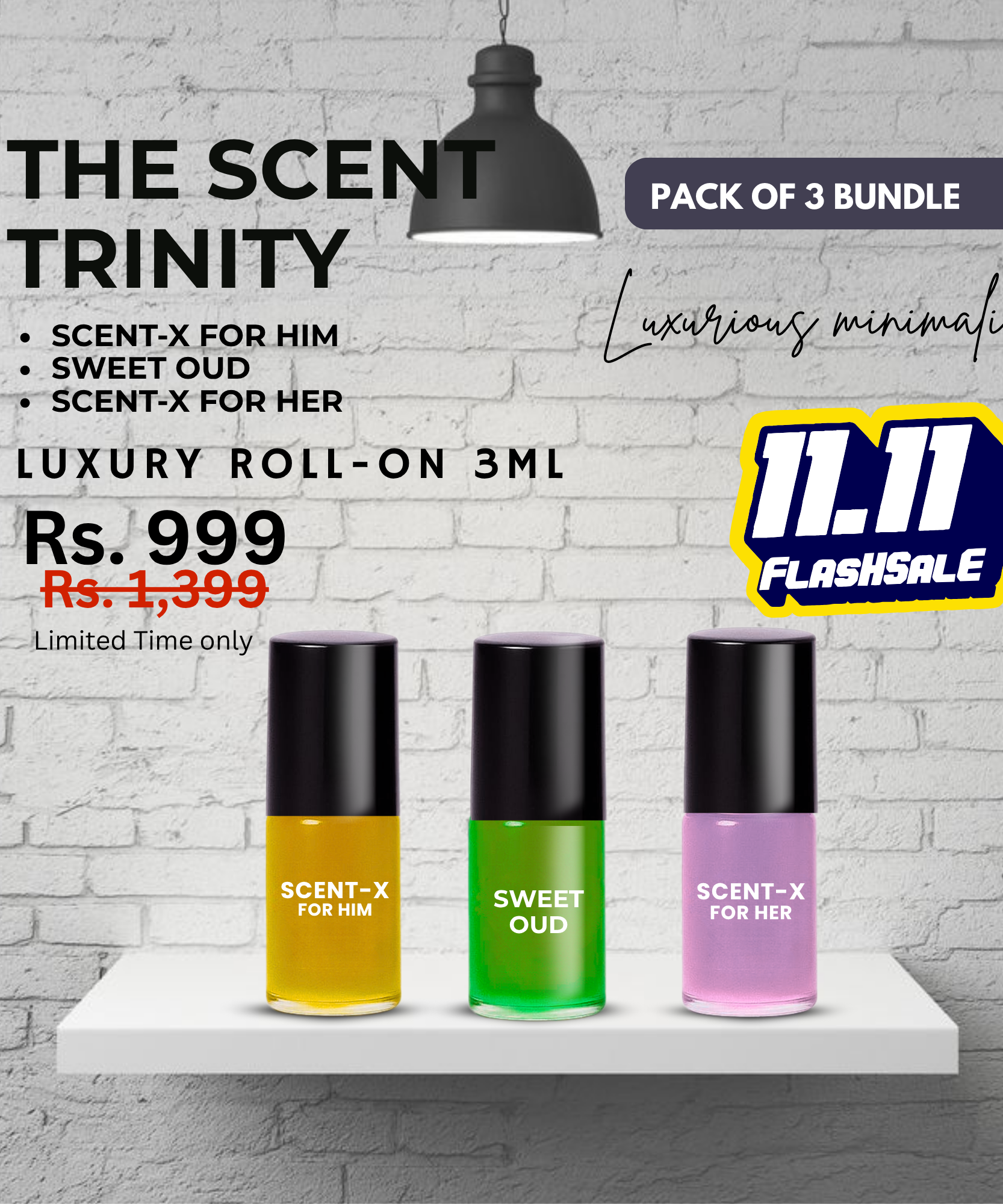 Pack of 3 - SWEET OUD - SCENT-X HIM & SCENT-X HER Luxury Roll-On 3ML