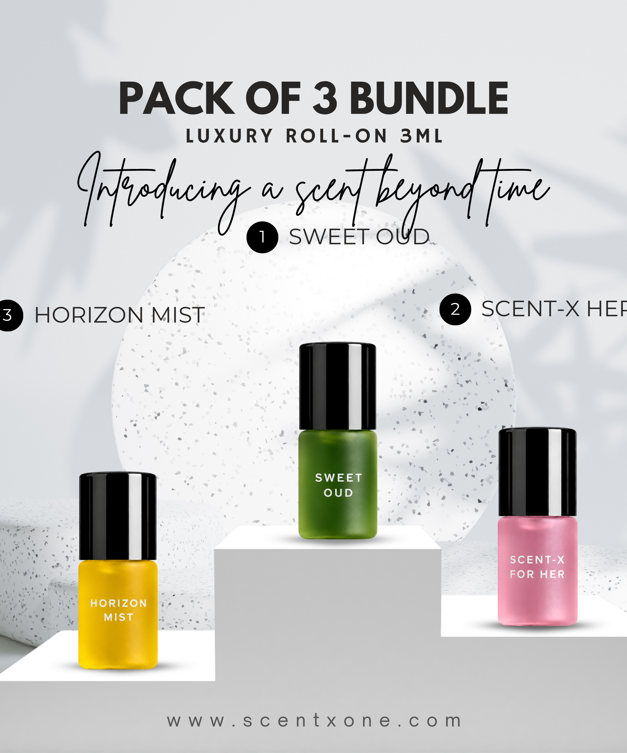 Pack of 3 - SWEET OUD, SCENT-X HER & HORIZON MIST Luxury Roll-On 3ML
