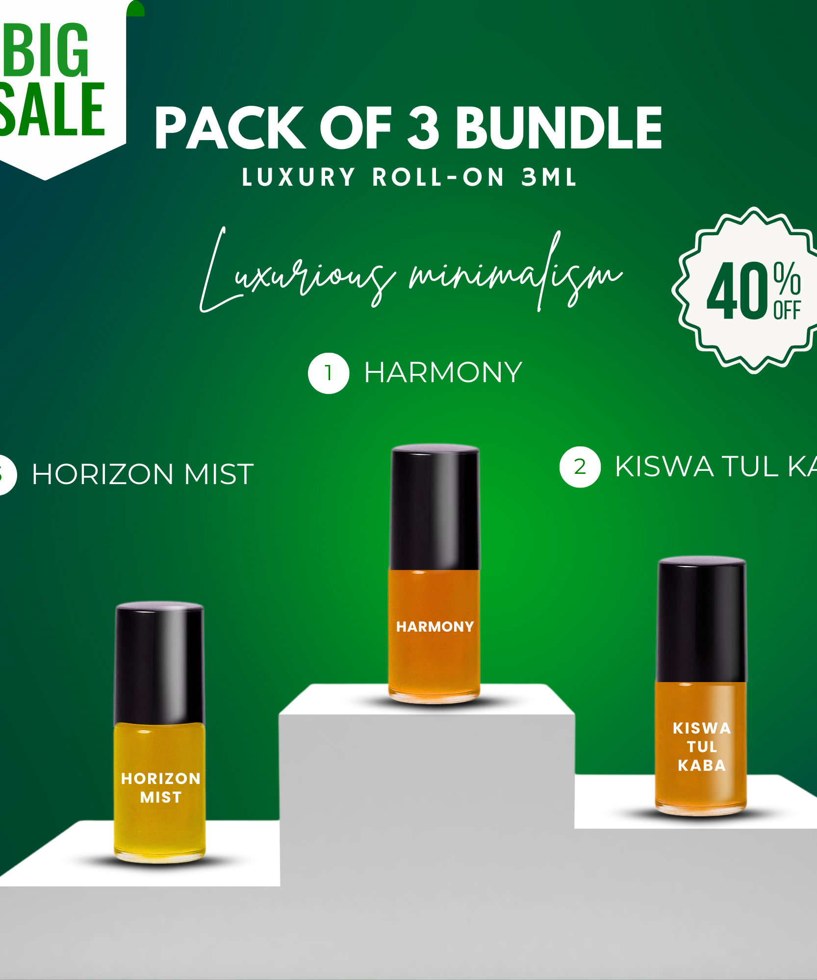 Pack of 3 - KISWA TUL KABA- HARMONY - HORIZON MIST Luxury Roll-On 3ML