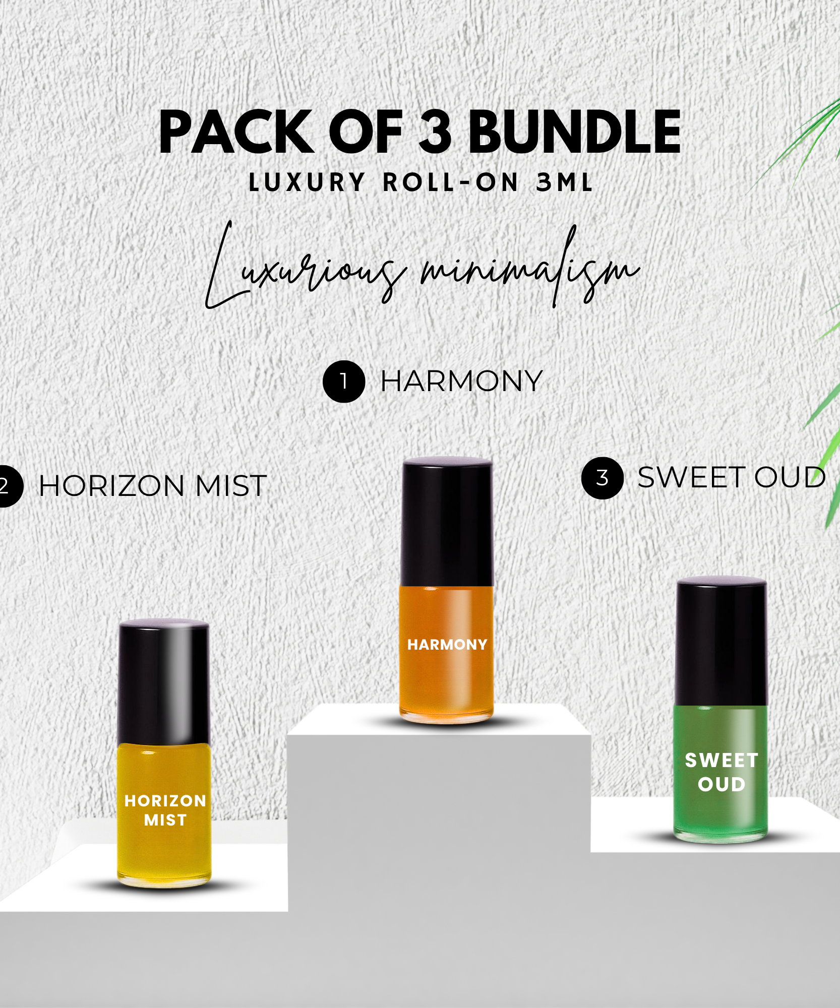 Pack of 3 - HARMONY - HORIZON MIST & SWEET OUD Luxury Roll-On 3ML