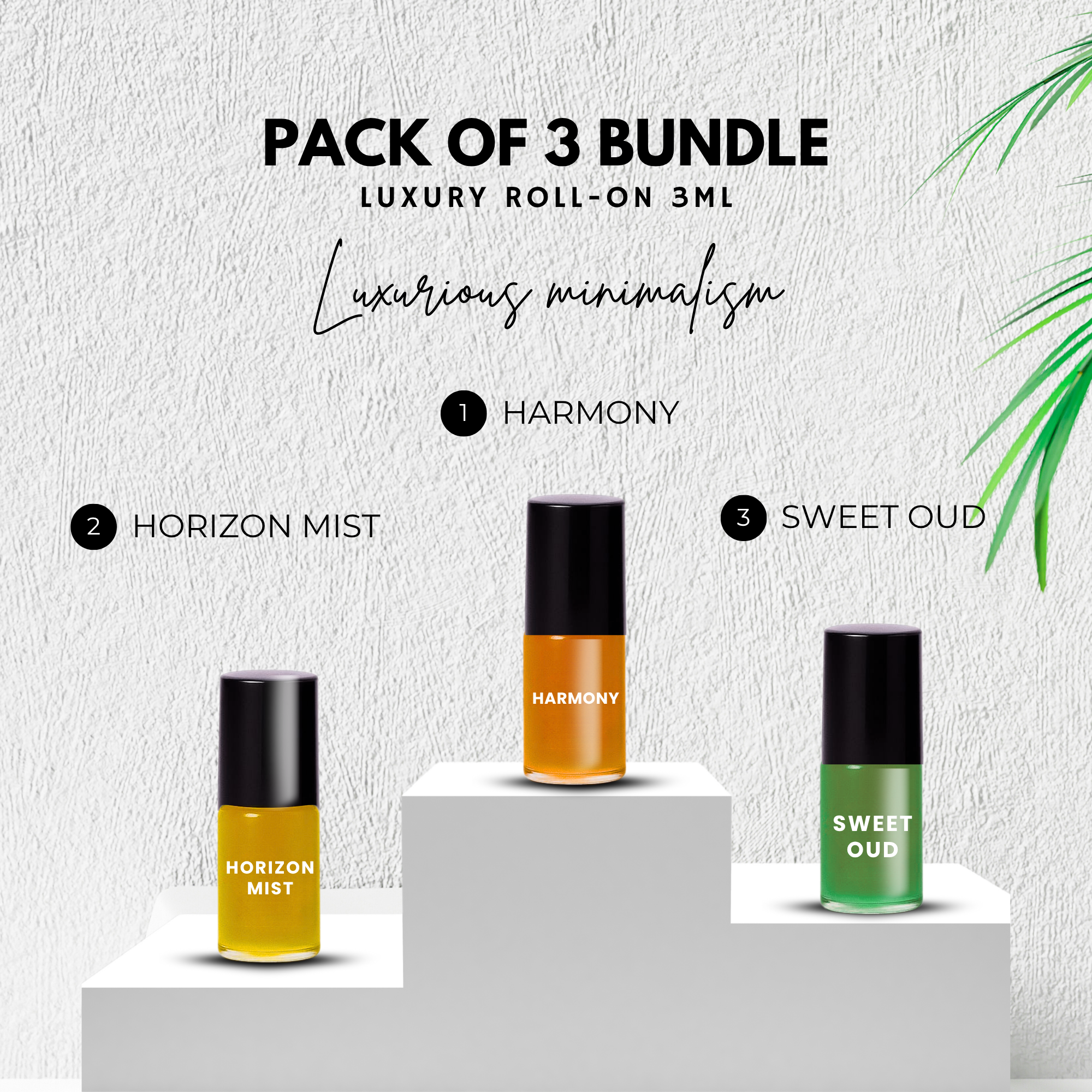 Pack of 3 - HARMONY - HORIZON MIST & SWEET OUD Luxury Roll-On 3ML