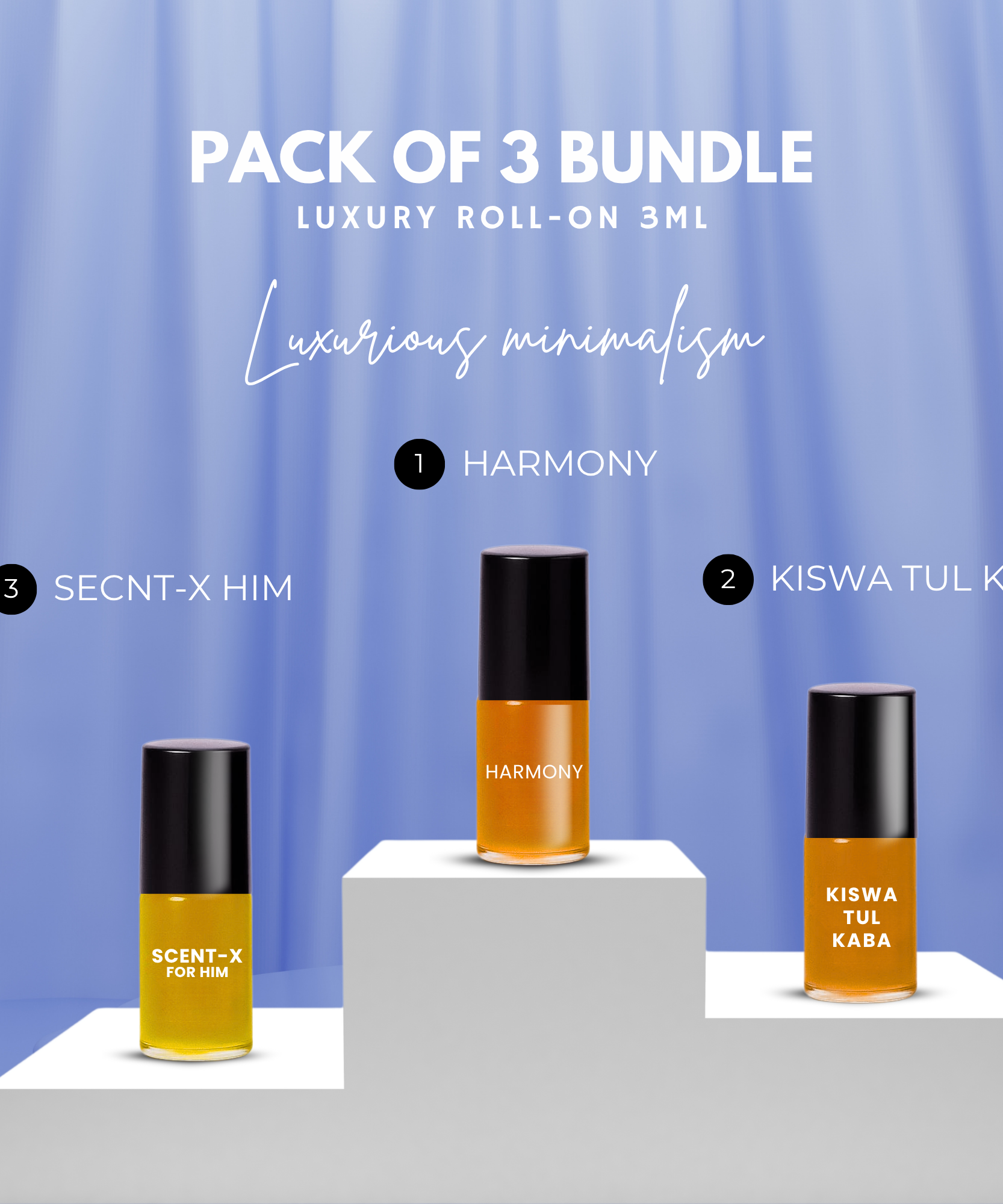 Pack of 3 - KISWA TUL KABA- HARMONY - SCENT-X HIM Luxury Roll-On 3ML