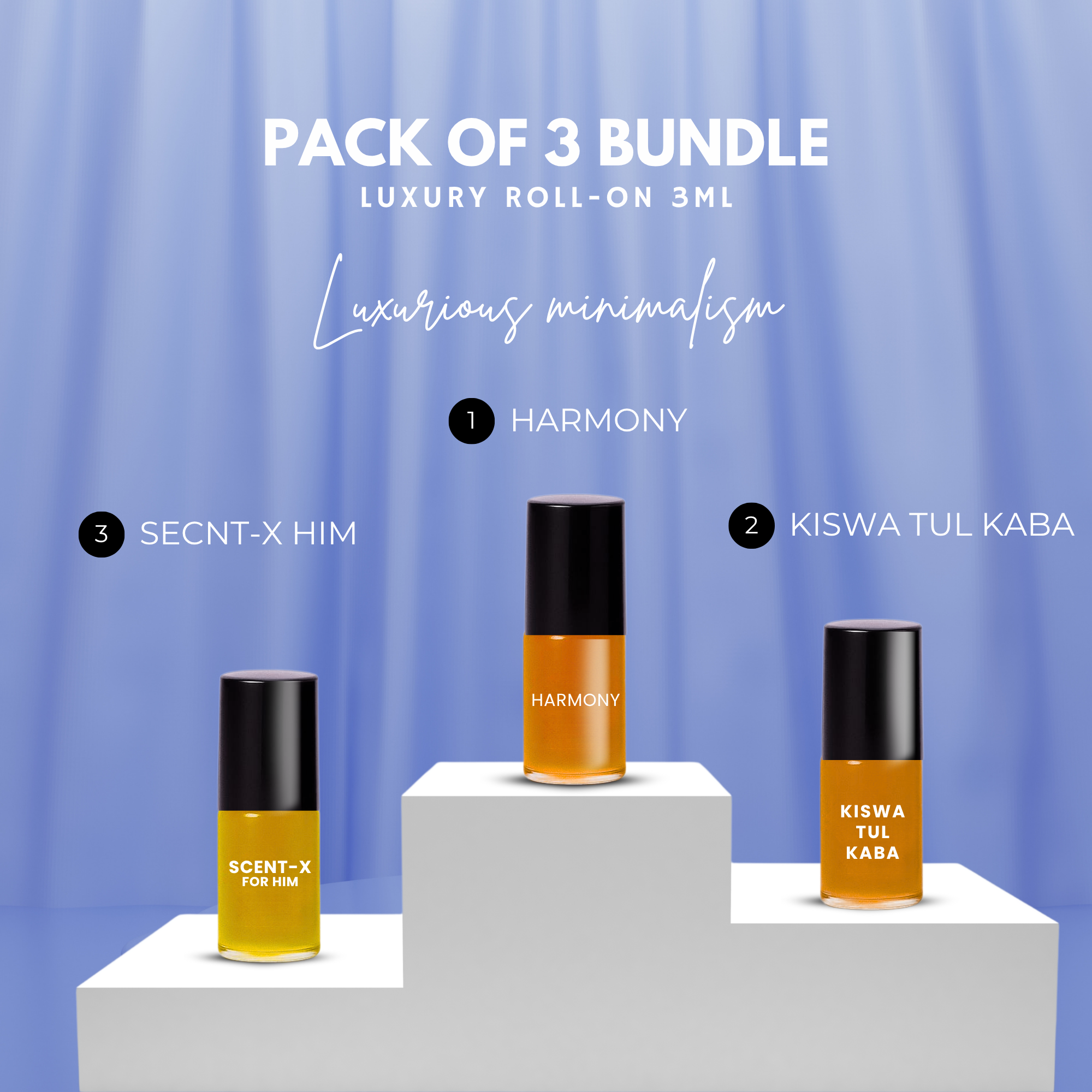 Pack of 3 - KISWA TUL KABA- HARMONY - SCENT-X HIM Luxury Roll-On 3ML