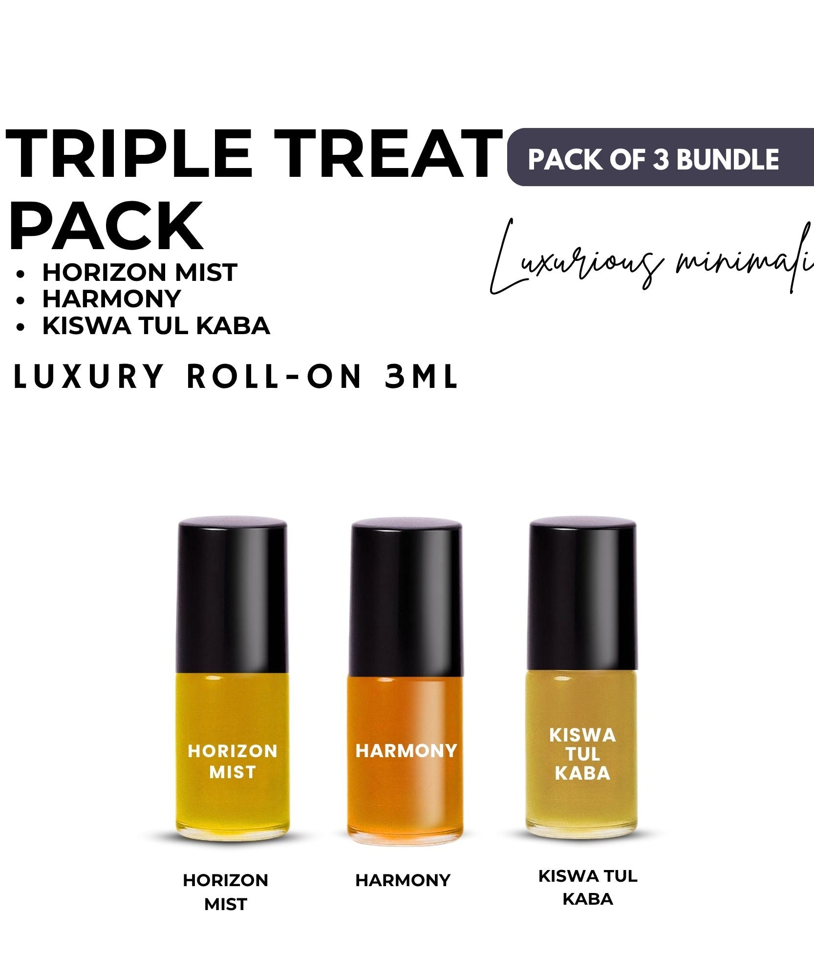 Pack of 3 - KISWA TUL KABA- HARMONY - HORIZON MIST Luxury Roll-On 3ML