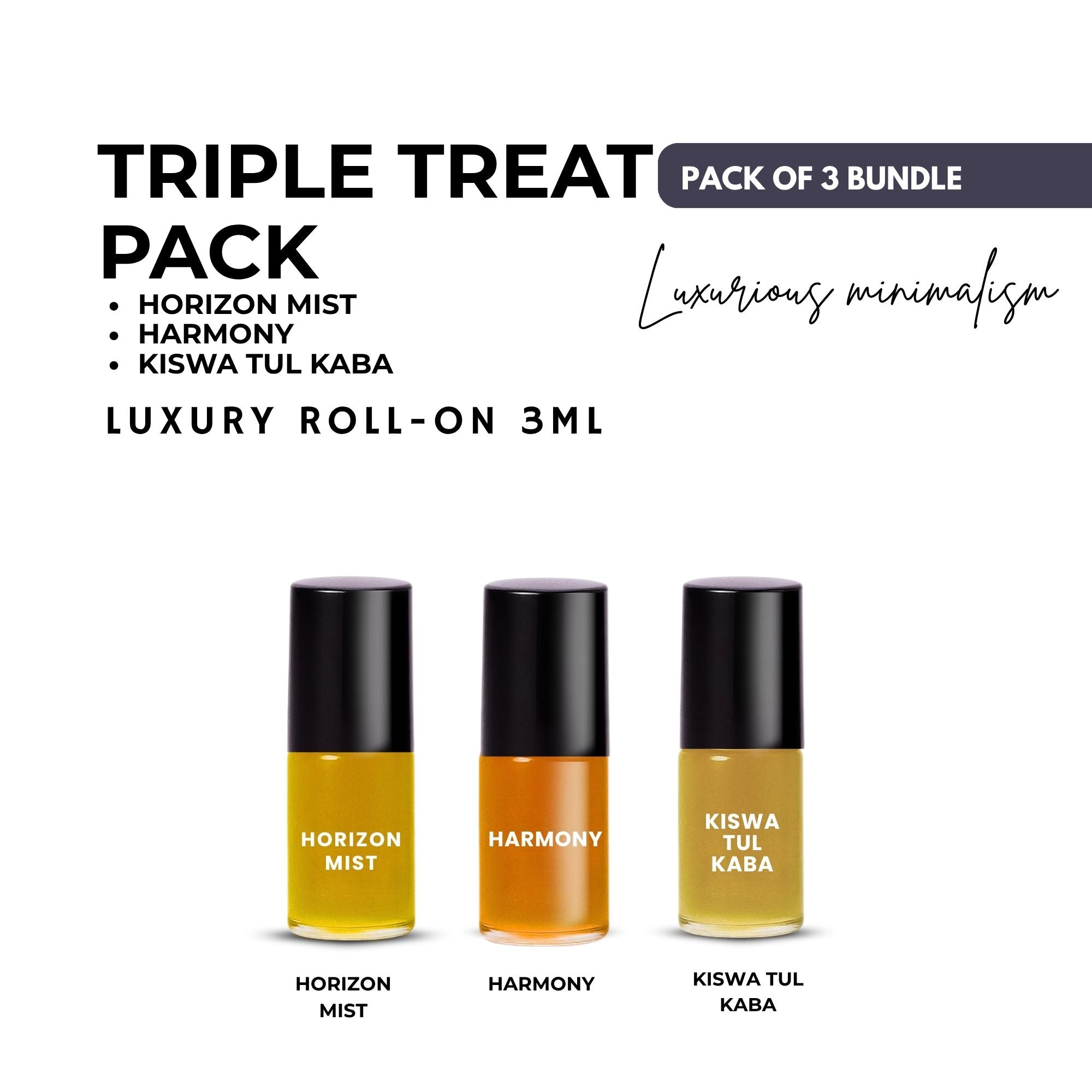 Pack of 3 - KISWA TUL KABA- HARMONY - HORIZON MIST Luxury Roll-On 3ML