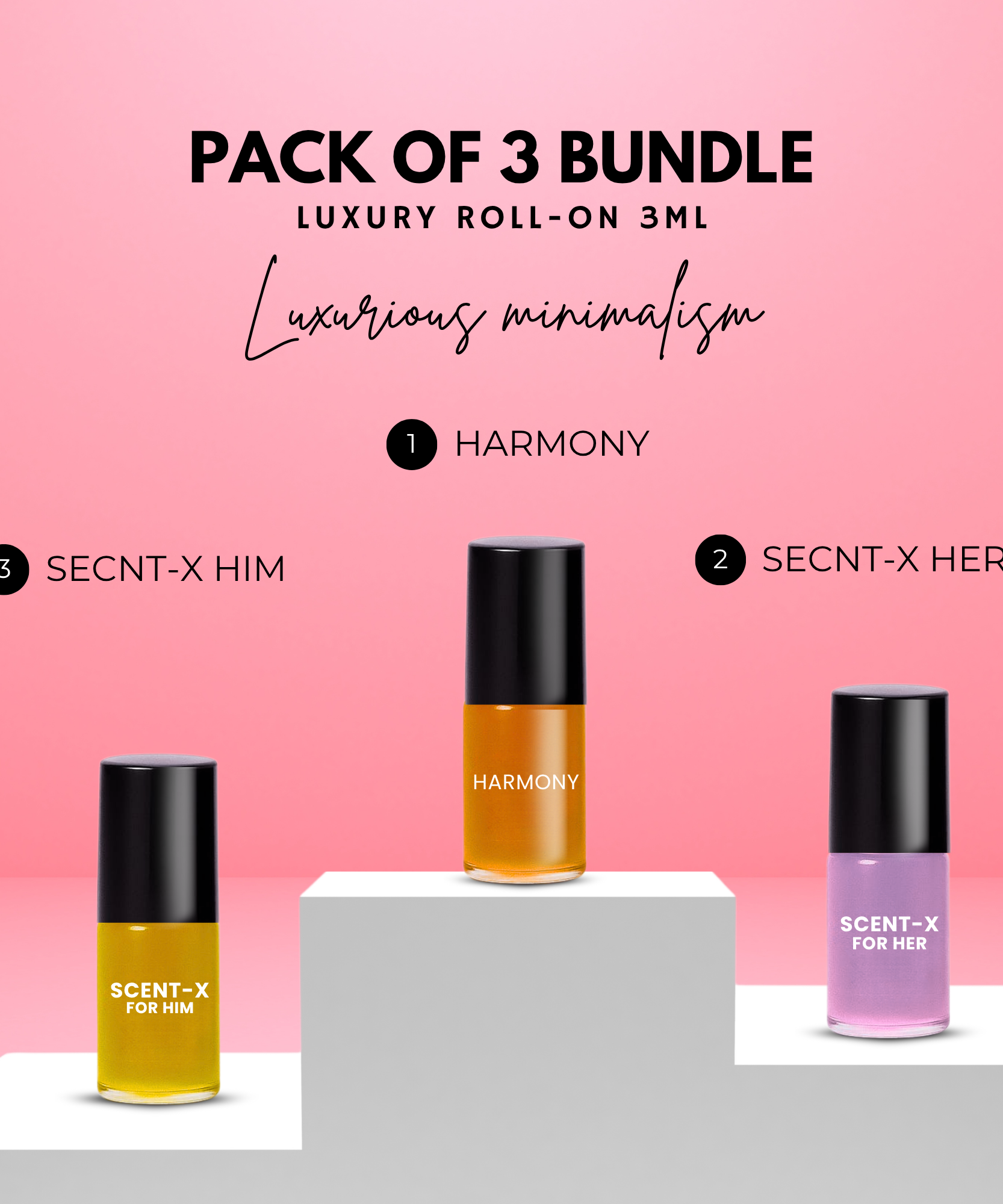 Pack of 3 - HARMONY - SCENT-X HIM & SCENT-X HER Luxury Roll-On 3ML