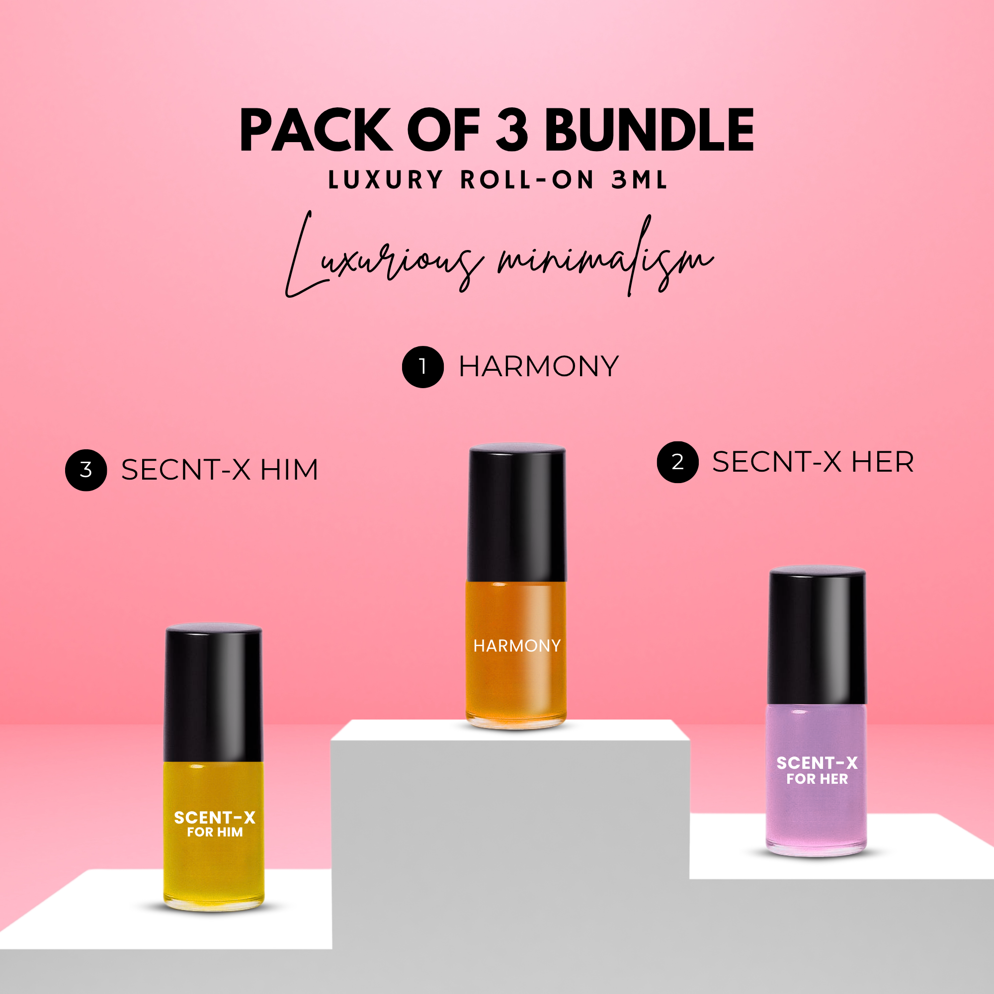 Pack of 3 - HARMONY - SCENT-X HIM & SCENT-X HER Luxury Roll-On 3ML