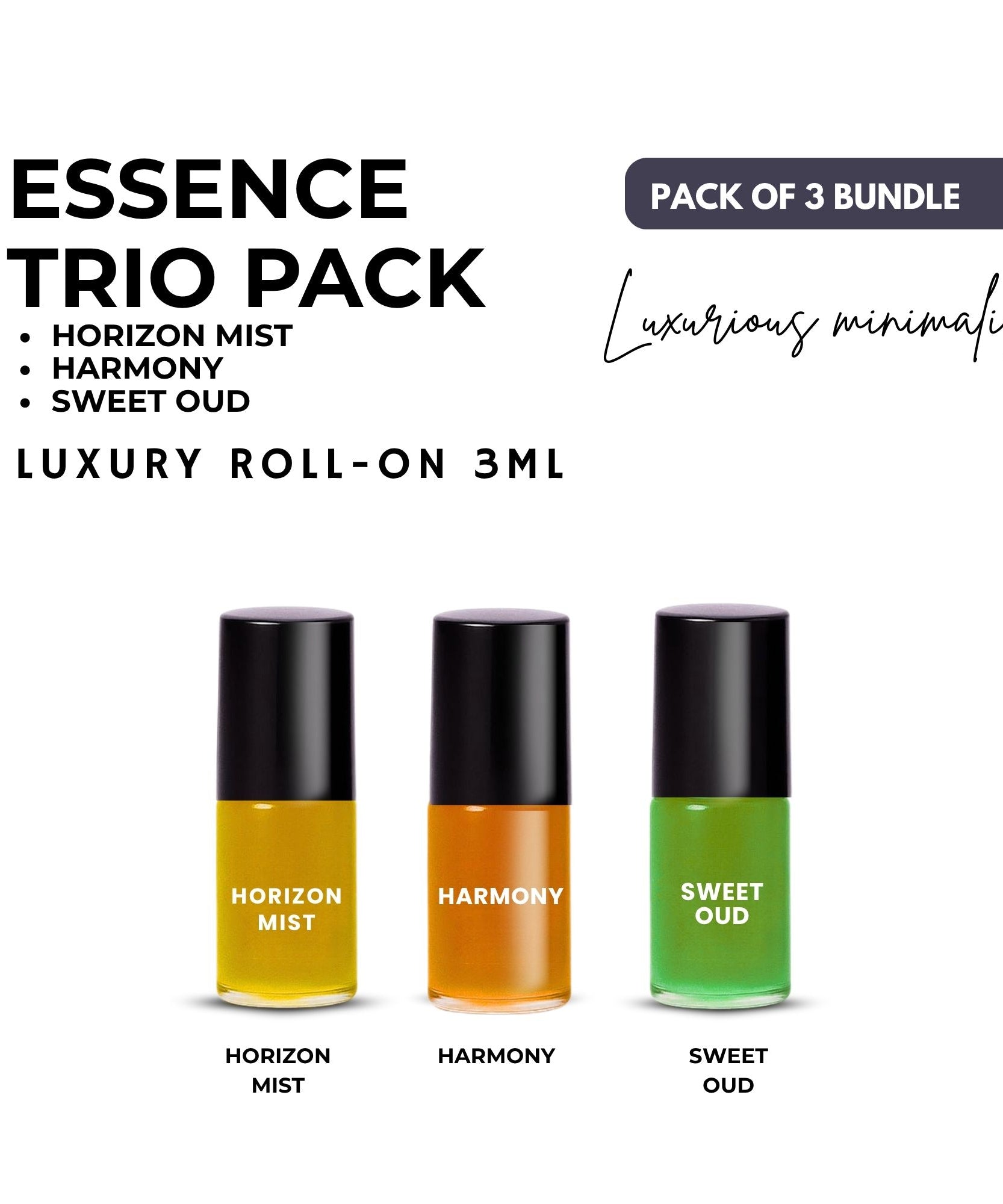 Pack of 3 - HARMONY - HORIZON MIST & SWEET OUD Luxury Roll-On 3ML