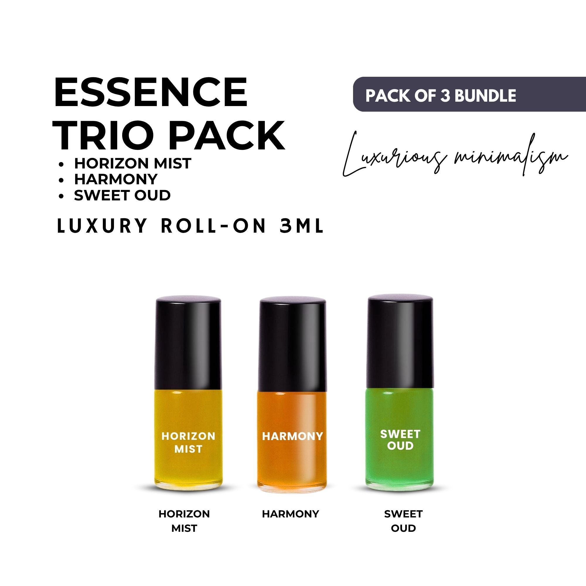Pack of 3 - HARMONY - HORIZON MIST & SWEET OUD Luxury Roll-On 3ML