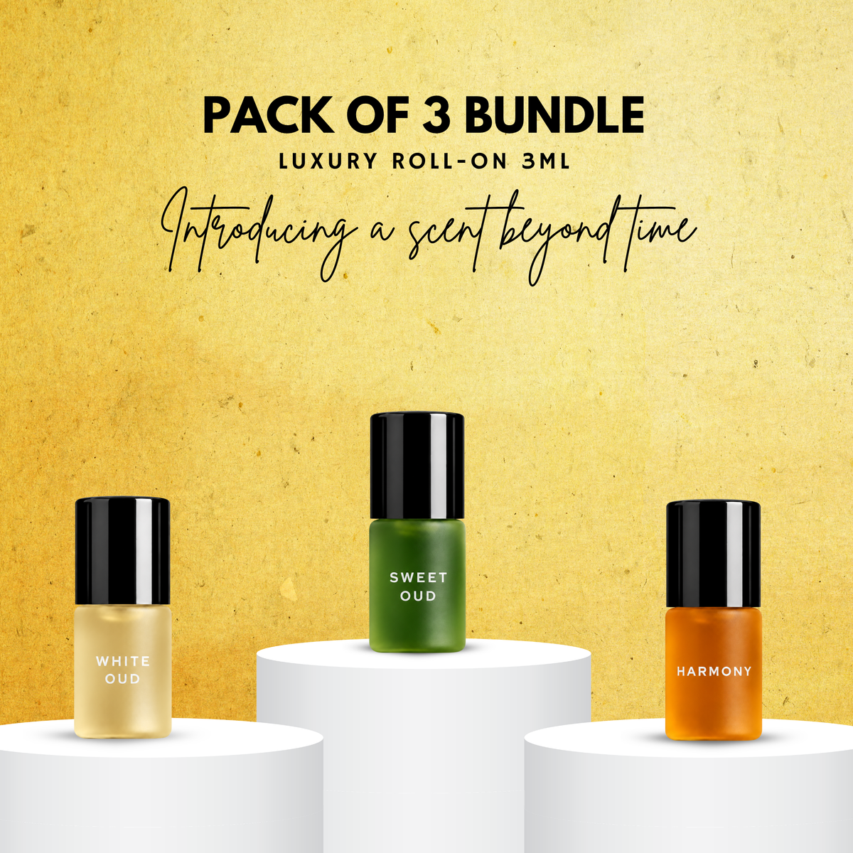 Pack of 3 - WHITE OUD, SWEET OUD & HARMONY Luxury Roll-On 3ML